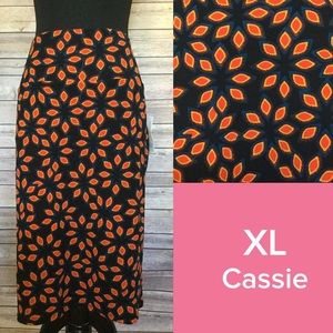 LuLaRoe Black and Orange Patterned Skirt